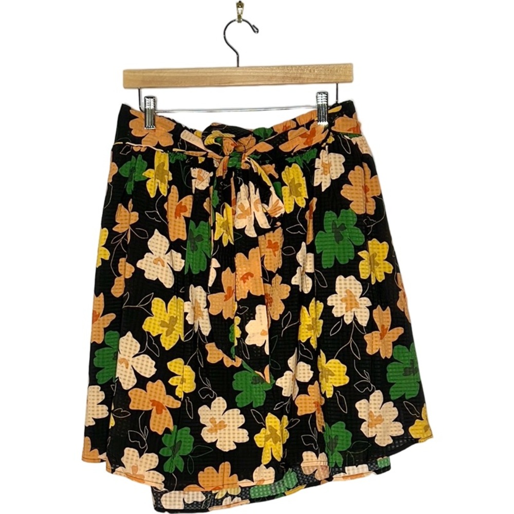 NWT Women's Who What Wear Wide Belt Bow Tie Skirt Hand Drawn Floral size 2X - Picture 3 of 7